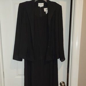 2 pc. shift dress in black with sheer over jacket; size 14; J. Taylor